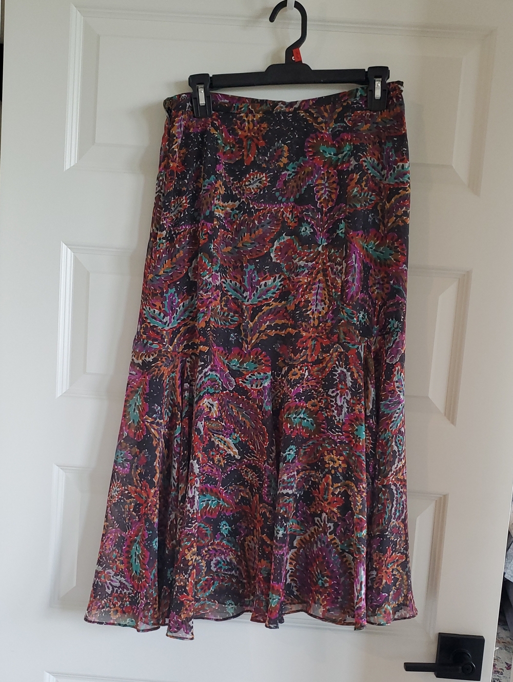 Coldwater Creek Black Multi-Color Floral Tiered Maxi Skirt